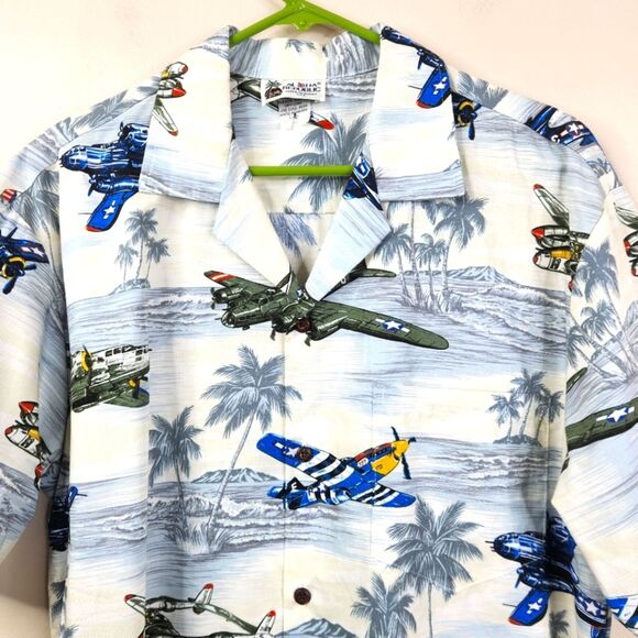 Vintage Aloha Republic Short Sleeve War Plane Print Hawaiian Shirt Large - Picture 3 of 5